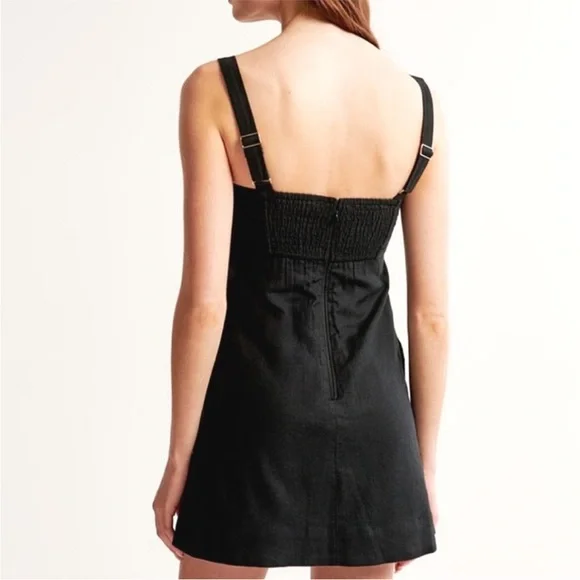 Abercrombie & Fitch Emerson Wide Strap Mini Dress Black Medium - Picture 2 of 9